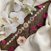 Vriksham Dual Peacock Kundan Jadau Sheeshphool-Red Green & Blue-J2796